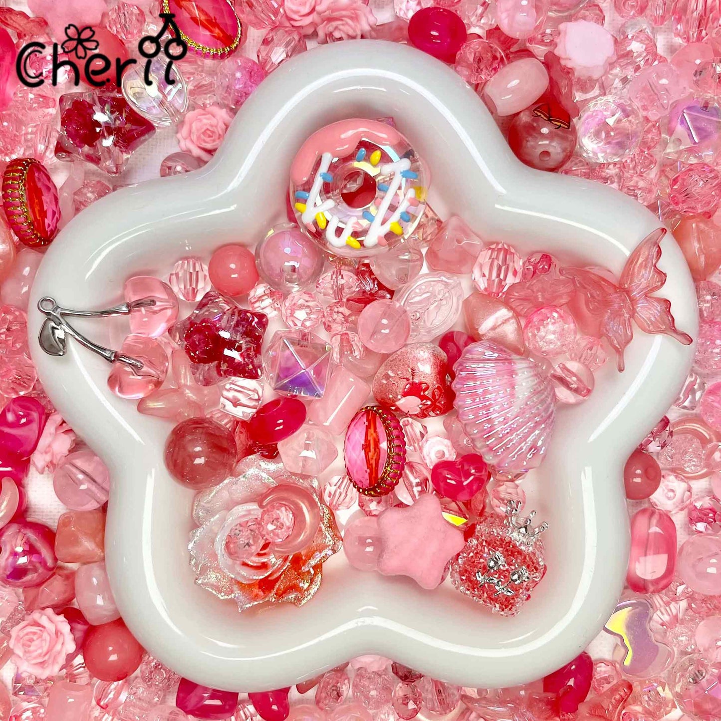 ♥【買一得一2.4新作】♥A0891 恋色ミルフィーユ ストラップ用アクリルビーズミックス
