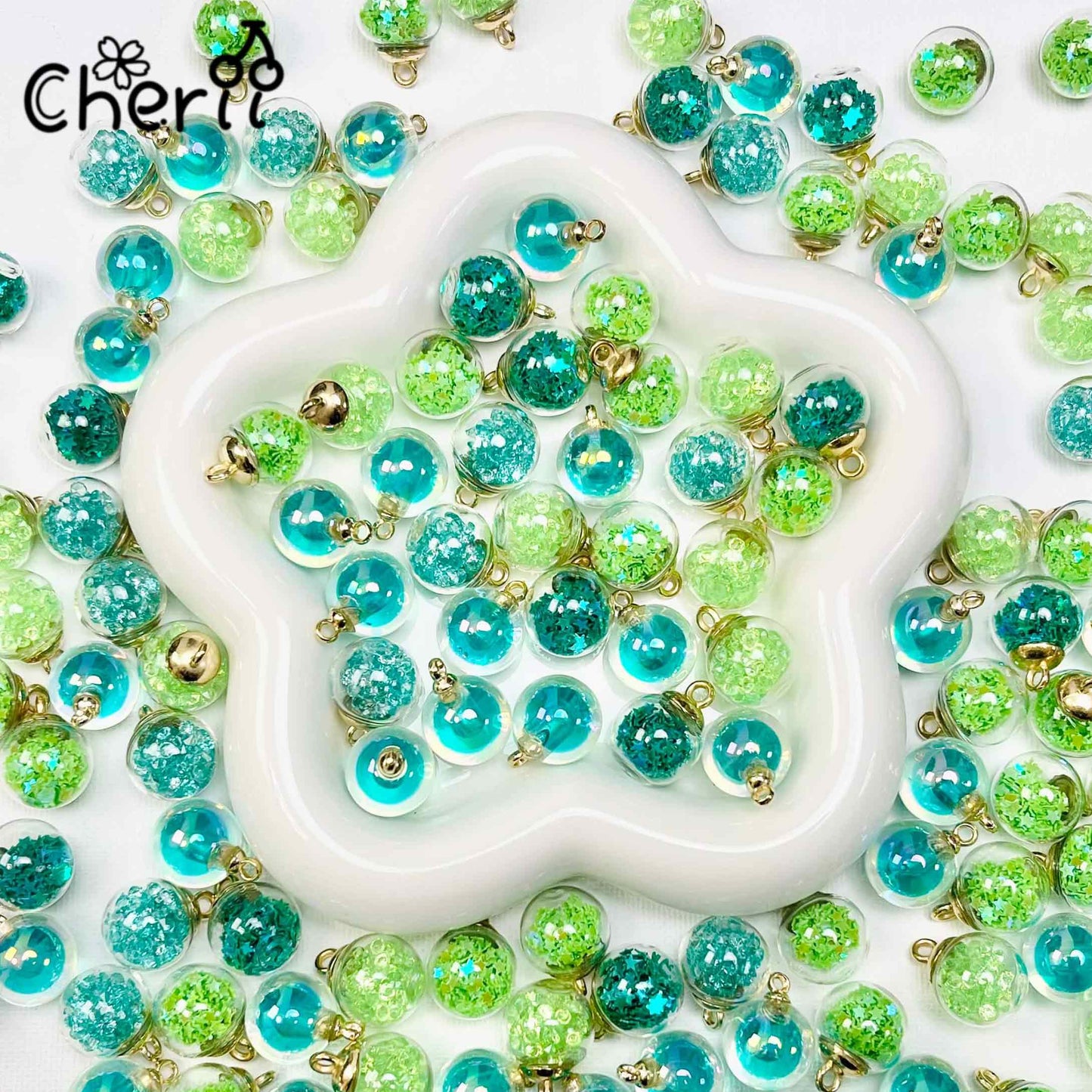♥【4.29新作】♥ A0174 木漏れ日の庭 アクリルビーズ ミックス 16mm