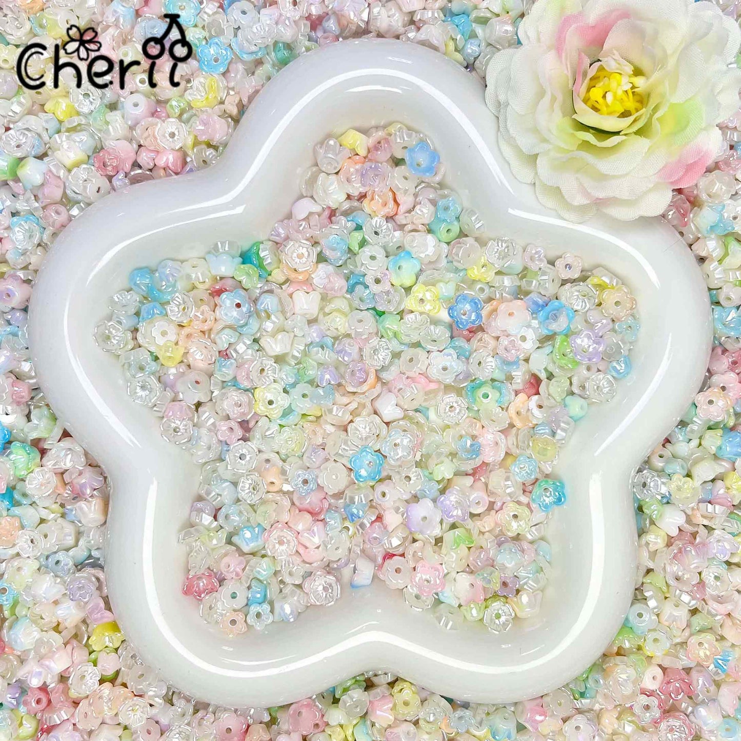 ♥【4.27新作】♥A1123 花の隙間にひそむ秘密 アクリル花 DIYパーツ用 約6mm