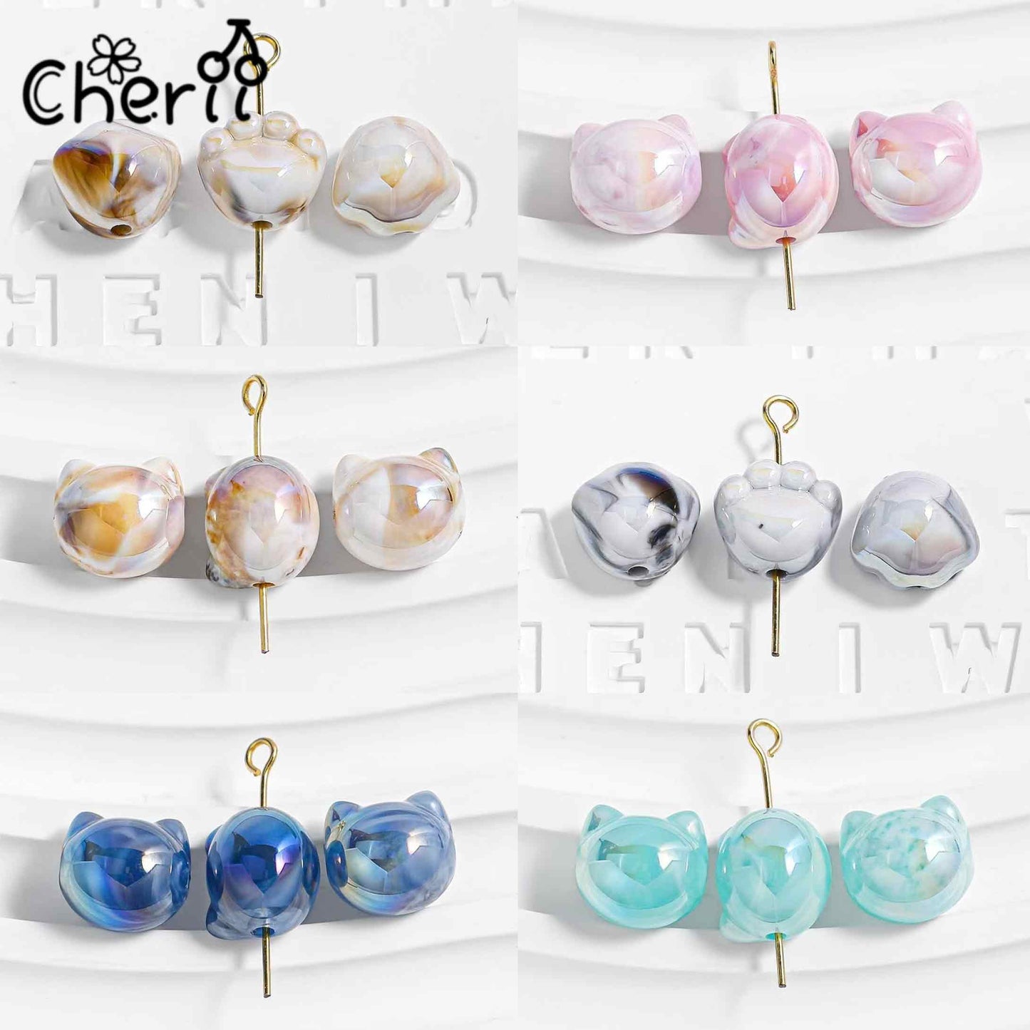 ♥【5.15新作】♥A1167 花霞まといの猫爪 アクリルビーズ DIYパーツ用 2種類