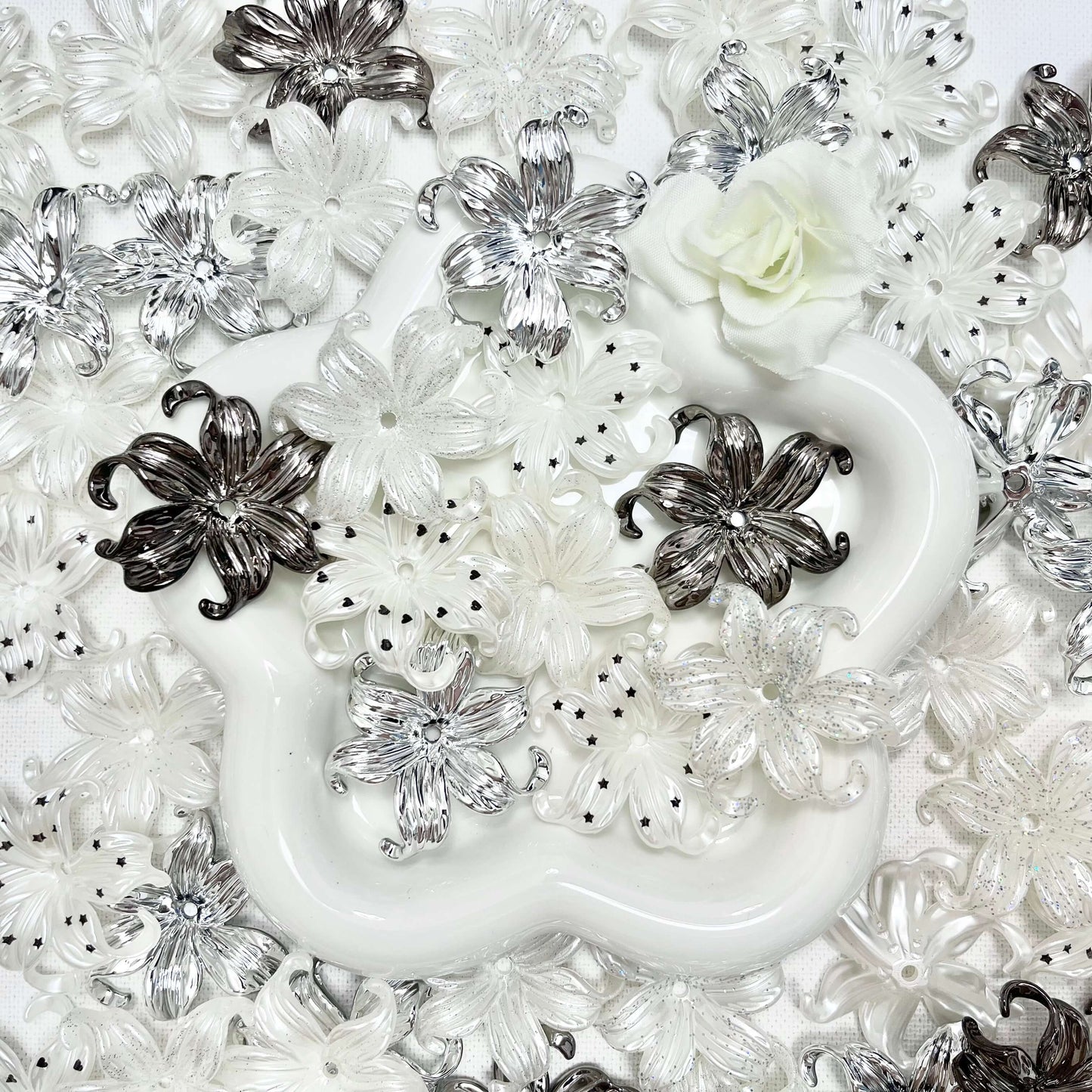 ♥【6.18新作】♥A1241 白黒オペラ DIY花パーツ