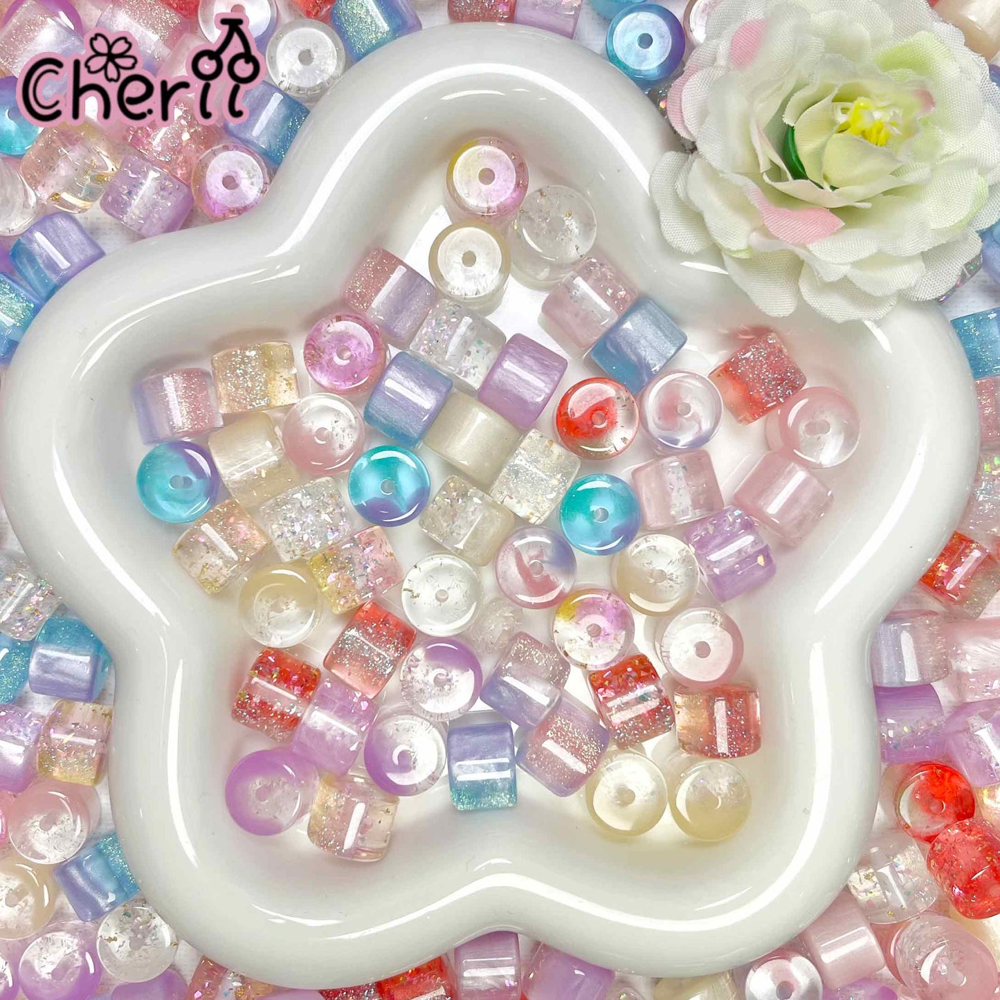 ♥【1.27更新】♥A0854 はじける瞬間 レジンビーズ 7色ミックス 約9.9mmx12.5mm