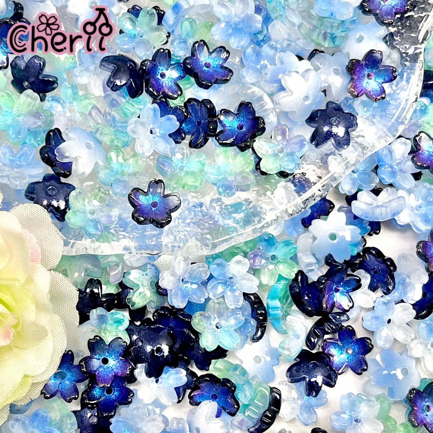 ♥【4.8新作】♥A1058 ほどけず残る花のかたち ガラス花 4色