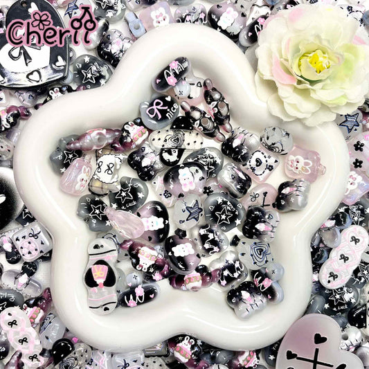 ♥【4.10新作】♥A1072 春の深みに触れる色 夜光 ストラップ用アクリルビーズミックス