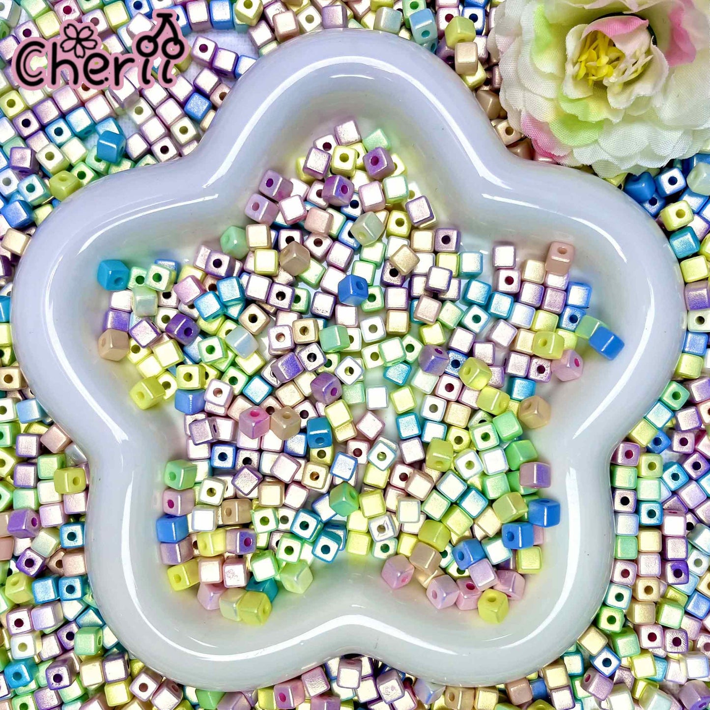 ♥【5.8新作】♥A1147 夜空に溶けるラムネ アクリルビーズ 夜光 6mm