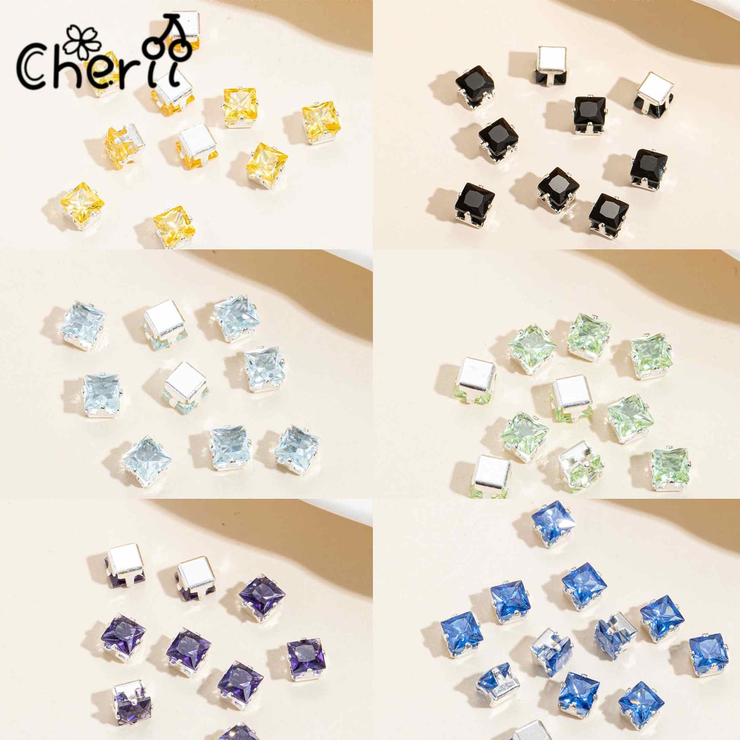 ♥【5.12新作】♥A1156 スクエア爪钻 DIYパーツ用 10色