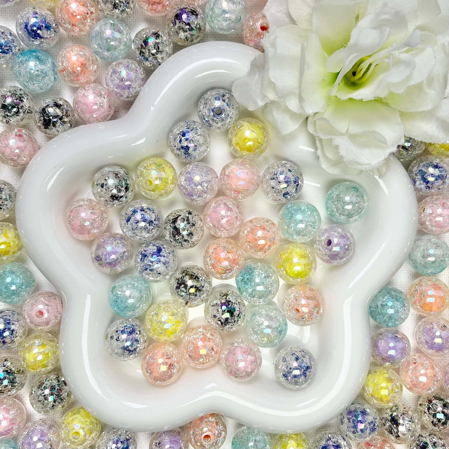 ♥【12.13更新】♥A0704 シャインフラクチャ アクリルビーズ 7色ミックス
