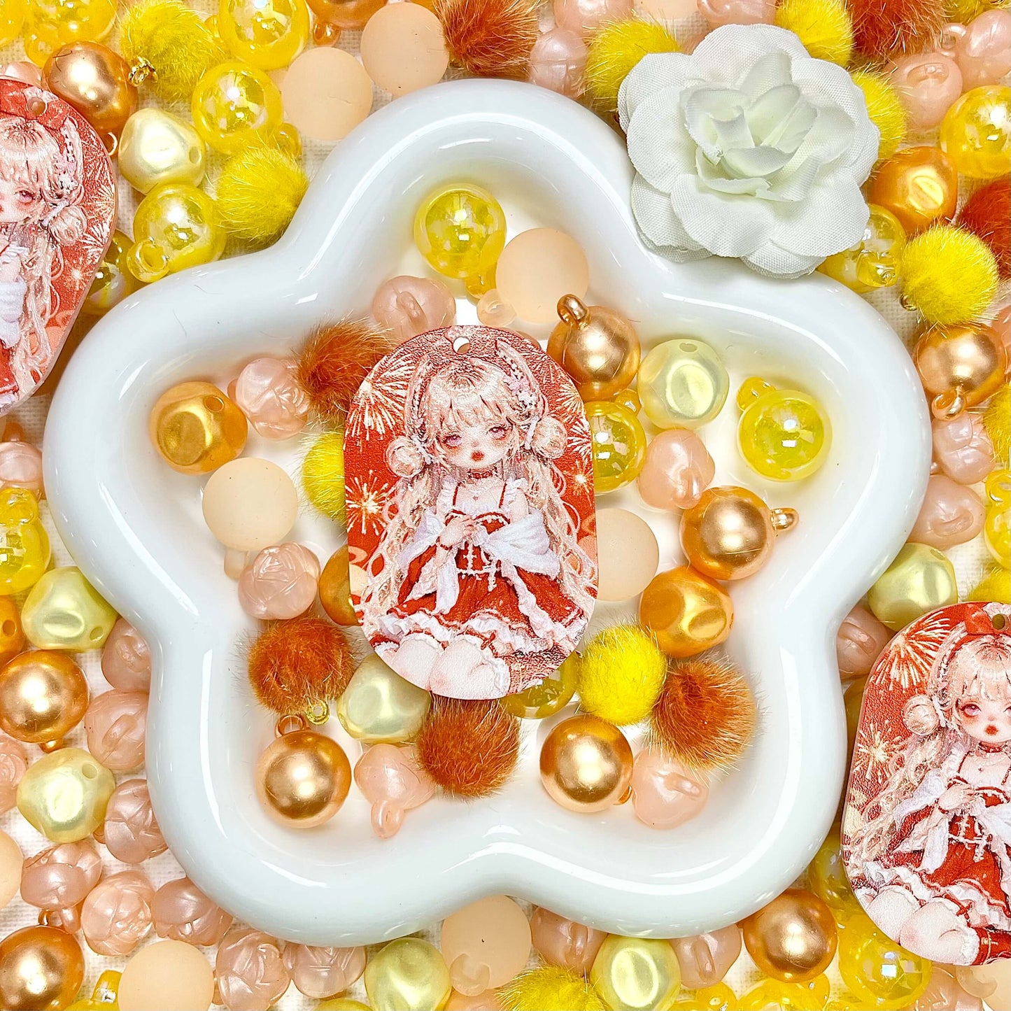 ♥【12.25新作】♥A0759 やさしい夕焼け便り 夜光 リース用ビーズミックス8種類パーツ1種類