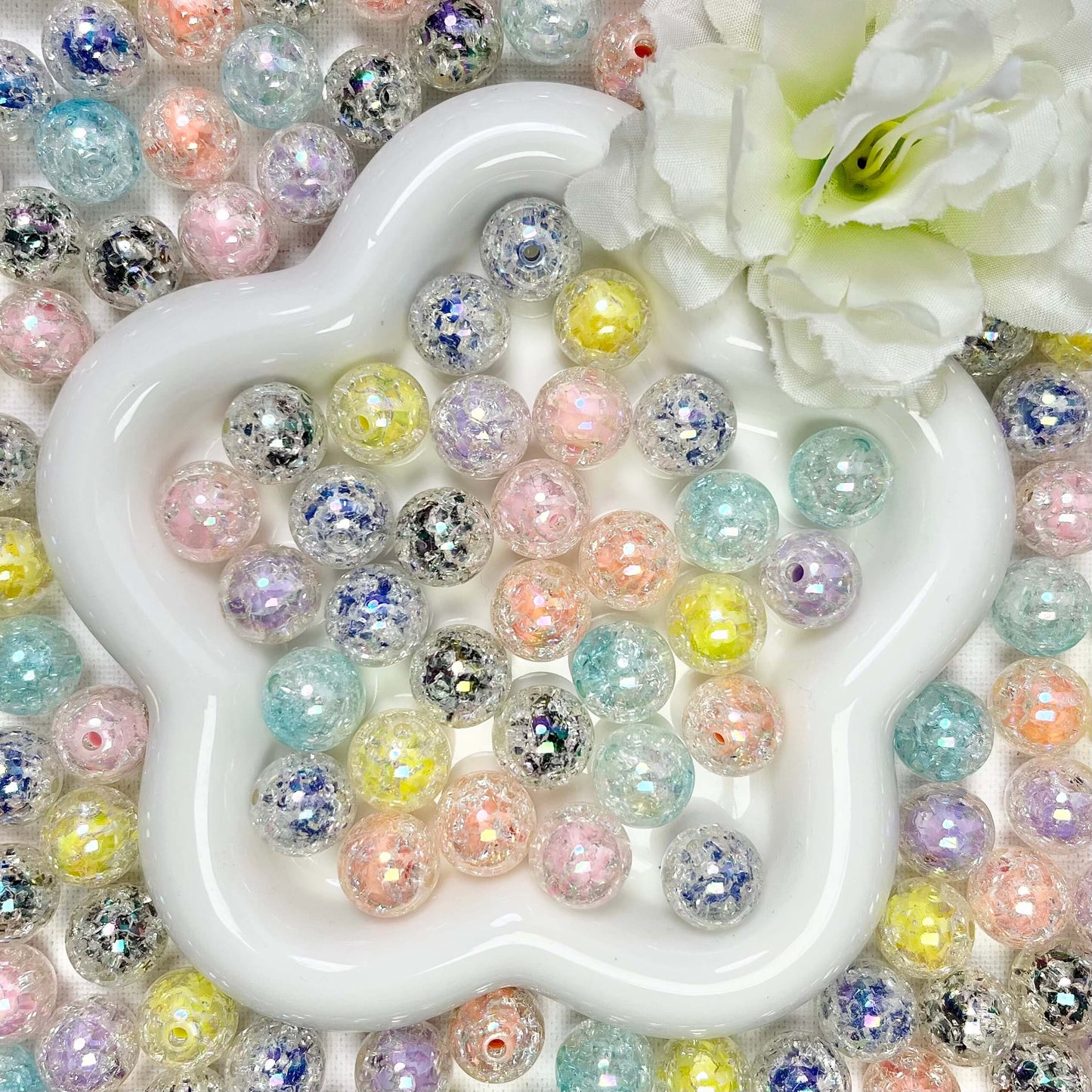 ♥【12.13更新】♥A0704 シャインフラクチャ アクリルビーズ 7色ミックス