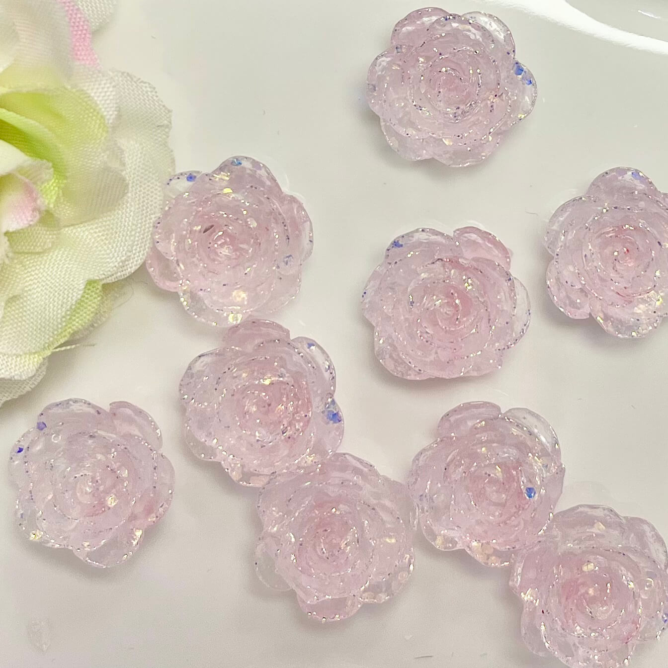 ♥【4.24新作】♥A1114 色が触れ合うやさしい花 夜光ソフトフラワーが DIYパーツ用 約13mm 6色
