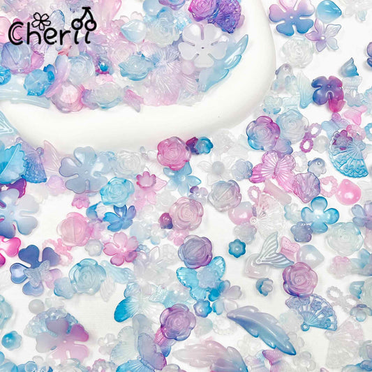 ♥【ラストラッキー1.15新作】♥ A0091 花信風 アクリルパーツとアクリルビーズ ミックス