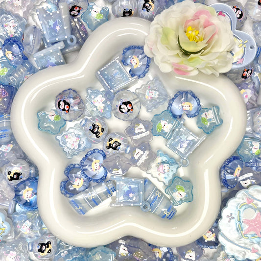 ♥【4.28新作】♥A1125 心を撫でるように流れる青い気配 夜光 ストラップ用アクリルビーズミックス