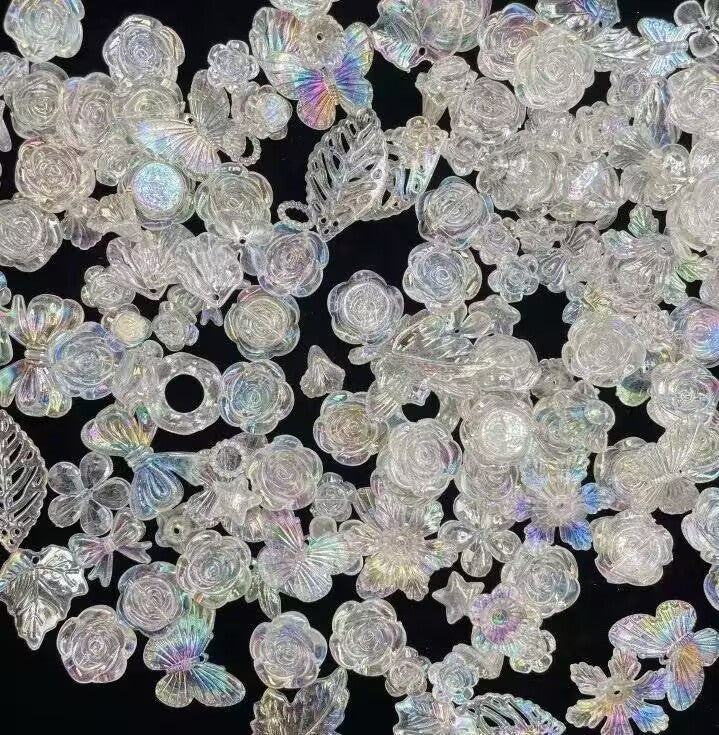 ♥【4.13新作】♥A1075 しずくがこぼれる音のない景色 アクリル花 DIYパーツ用