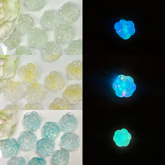 ♥【4.24新作】♥A1114 色が触れ合うやさしい花 夜光ソフトフラワーが DIYパーツ用 約13mm 6色
