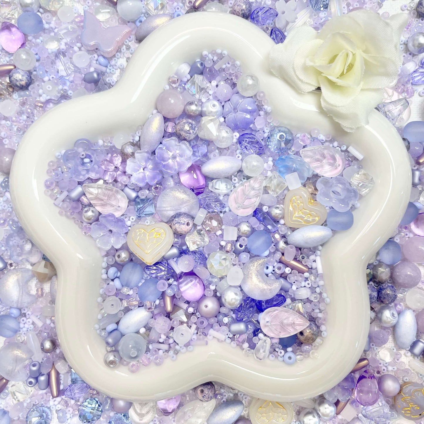 ♥【6.24新作】♥A1254 藤の花と砂糖菓子 高品質天然石ガラスチビビーズミックス