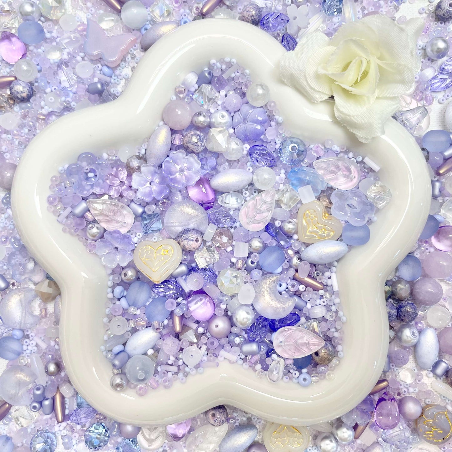 ♥【6.24新作】♥A1254 藤の花と砂糖菓子 高品質天然石ガラスチビビーズミックス