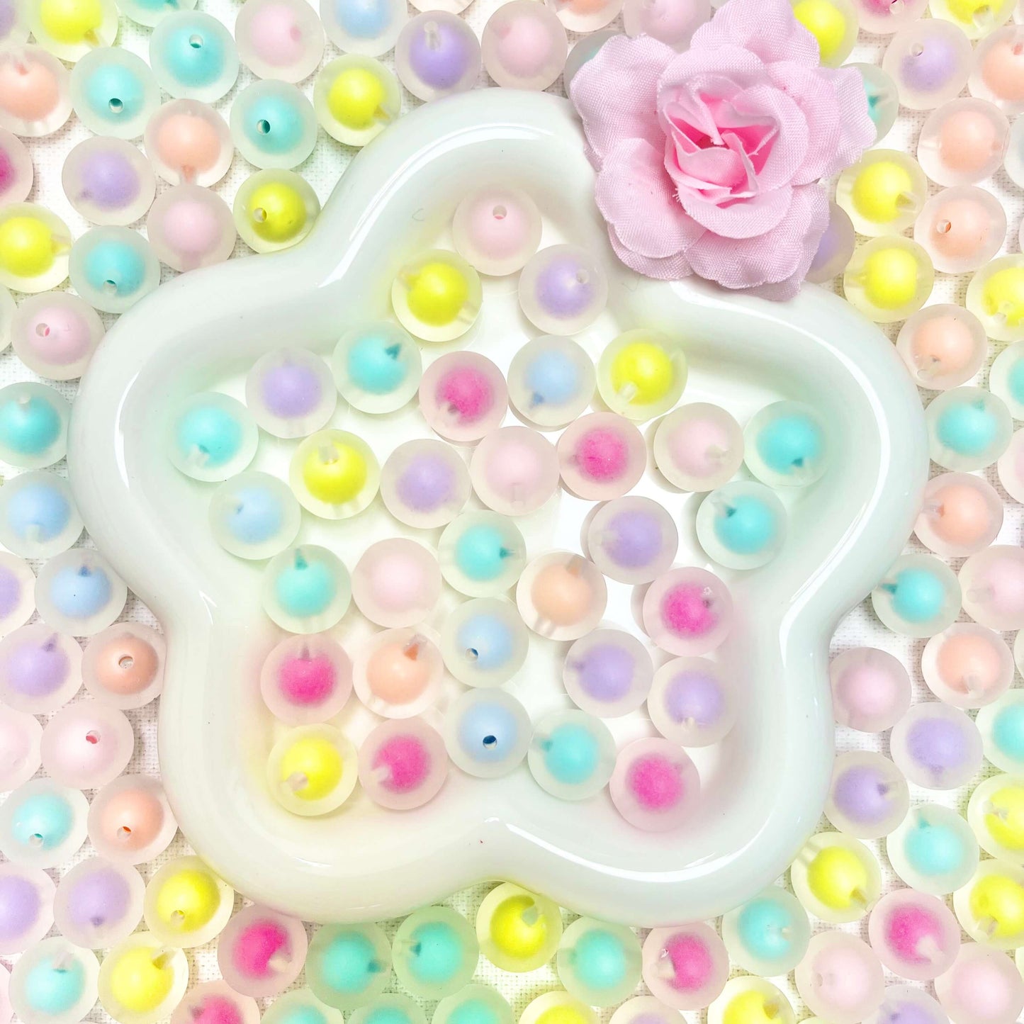 ♥【お買い得6.25新作】♥A1256 ふんわりマーブルアクリルビーズミックス