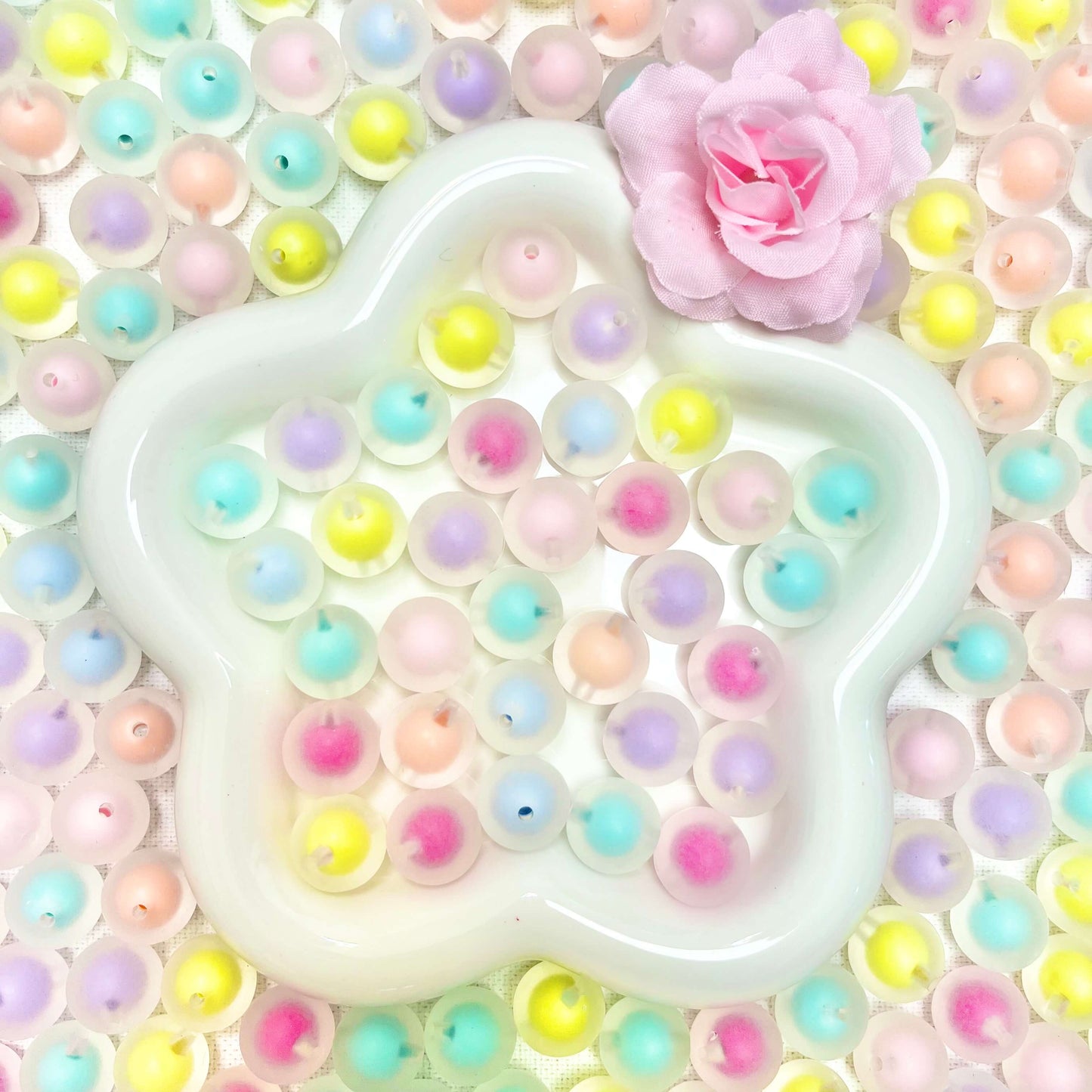 ♥【お買い得6.25新作】♥A1256 ふんわりマーブルアクリルビーズミックス