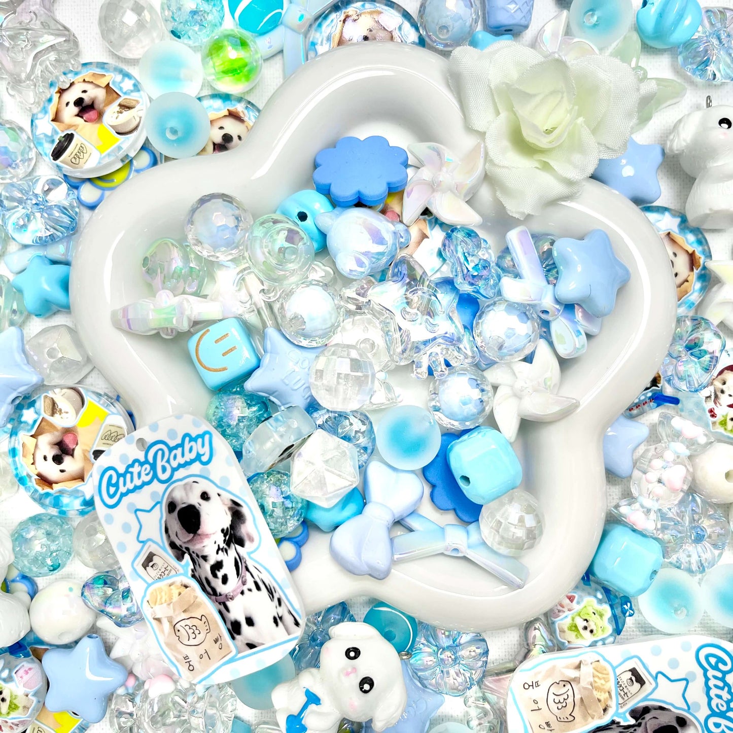 ♥【期間限定割引7.31新作】♥A1301 わんこと海辺のカフェ ストラップ用アクリルビーズミックス