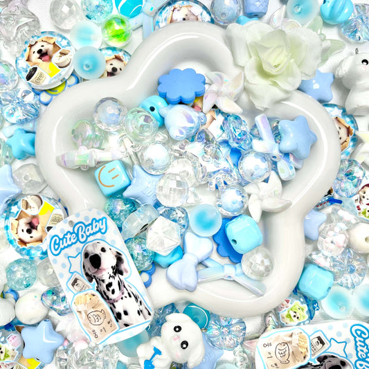 ♥【期間限定割引7.31新作】♥A1301 わんこと海辺のカフェ ストラップ用アクリルビーズミックス