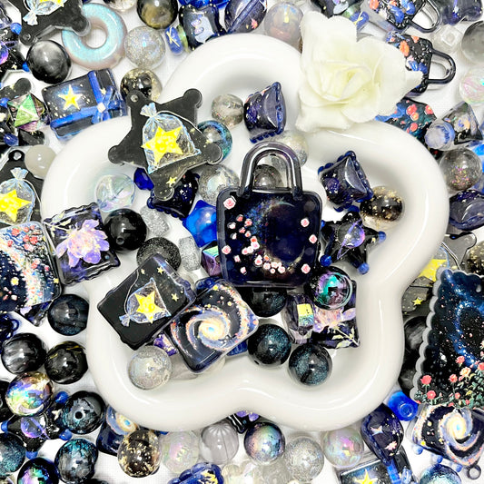 ♥【9.19新作10%OFF】♥A1335 銀河をひとつ連れて帰ろう ストラップ用浮き彫りアクリルビーズ樹脂ビーズミックス