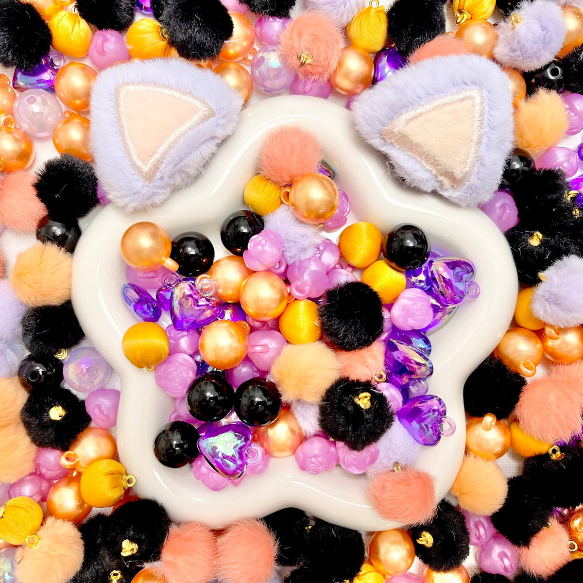 ♥【9.25新作10%OFF】♥A1339 ふわもこ仮装パーティー リース用かん付きビーズミックス