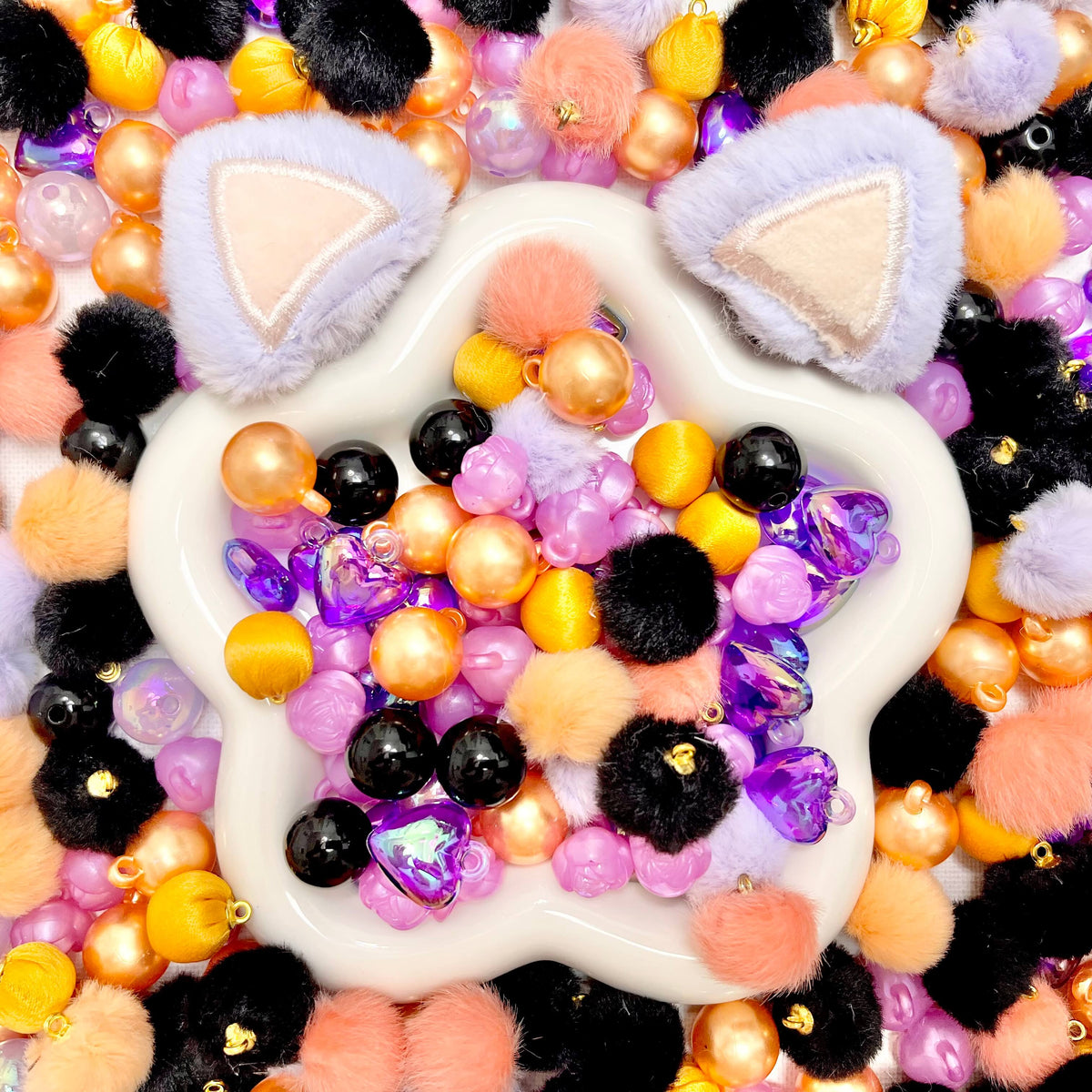 ♥【9.25新作10%OFF】♥A1339 ふわもこ仮装パーティー リース用かん付きビーズミックス