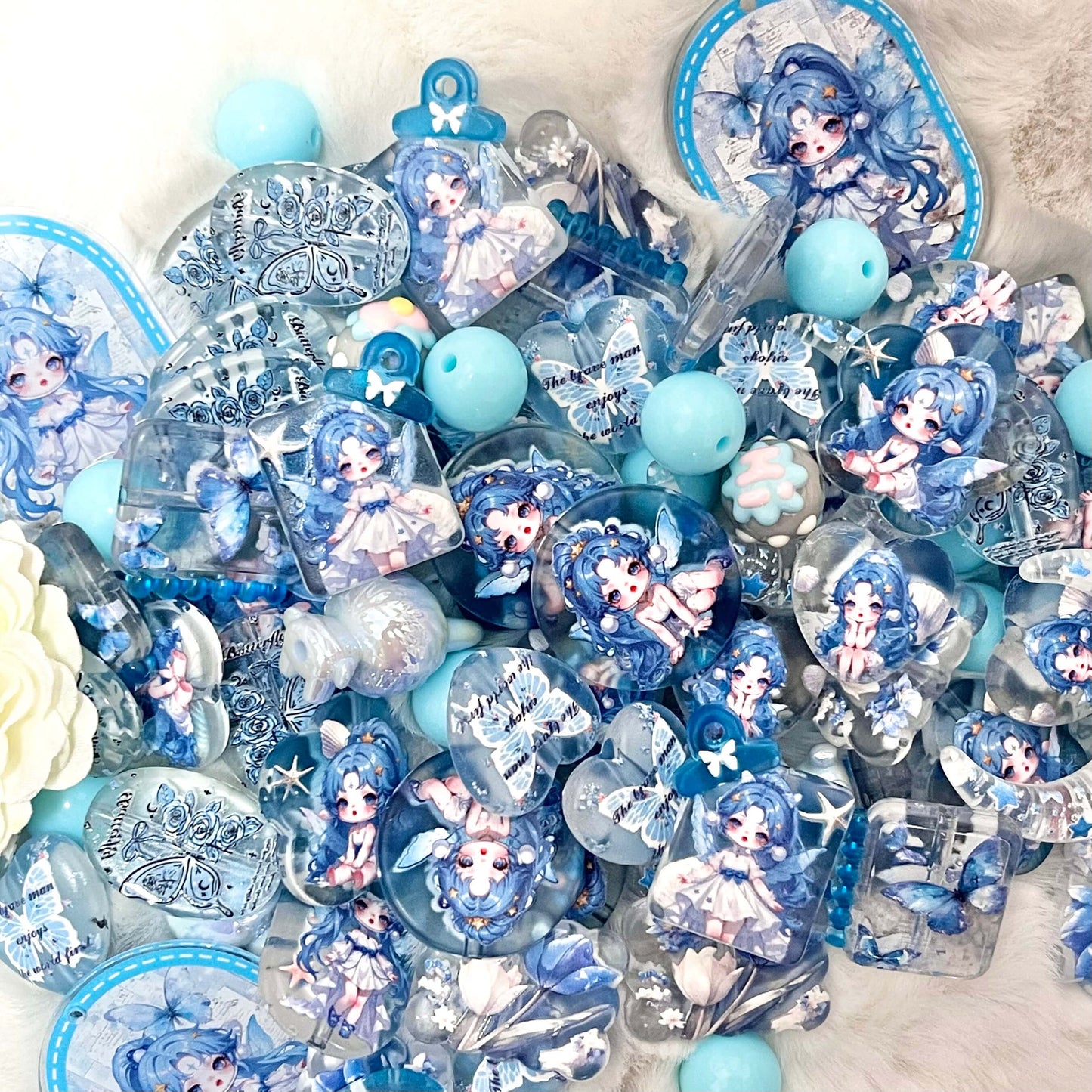 ♥【5.13新作】♥T078 月灯りに舞う蝶の精霊 アクリルビーズ